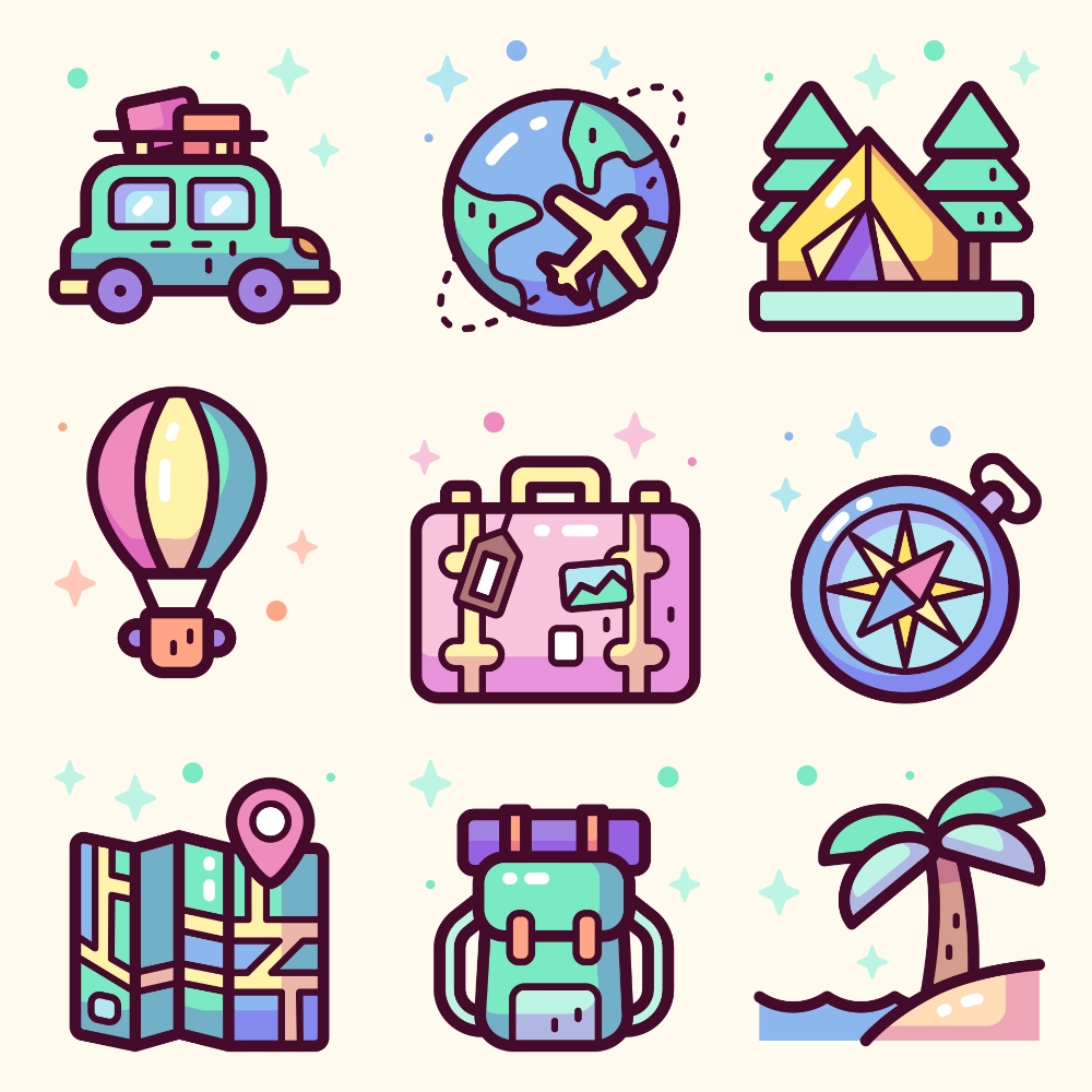 special candy travel icons pack